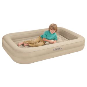 Intex Waterproof Coating Quick Inflatable Kids Travel Airbed with Hand Pump Beige